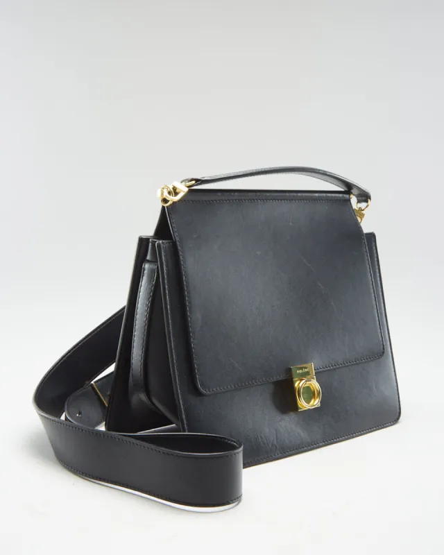 Polène Black Leather Handbag made by Rokit