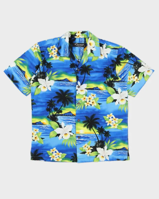 Blue Patterned Hawaiian Shirt - M sold by Rokit
