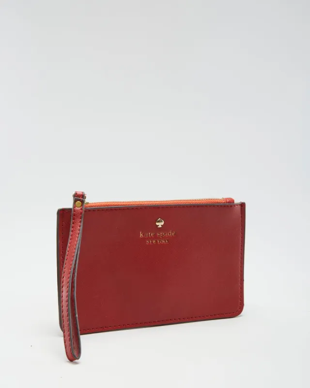 Kate Spade Red Leather Zip Purse - O/S made by Kate Spade