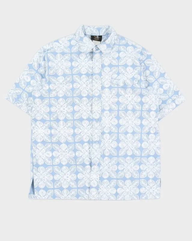 1980s Blue Patterned Hawaiian Shirt - M sold by Rokit