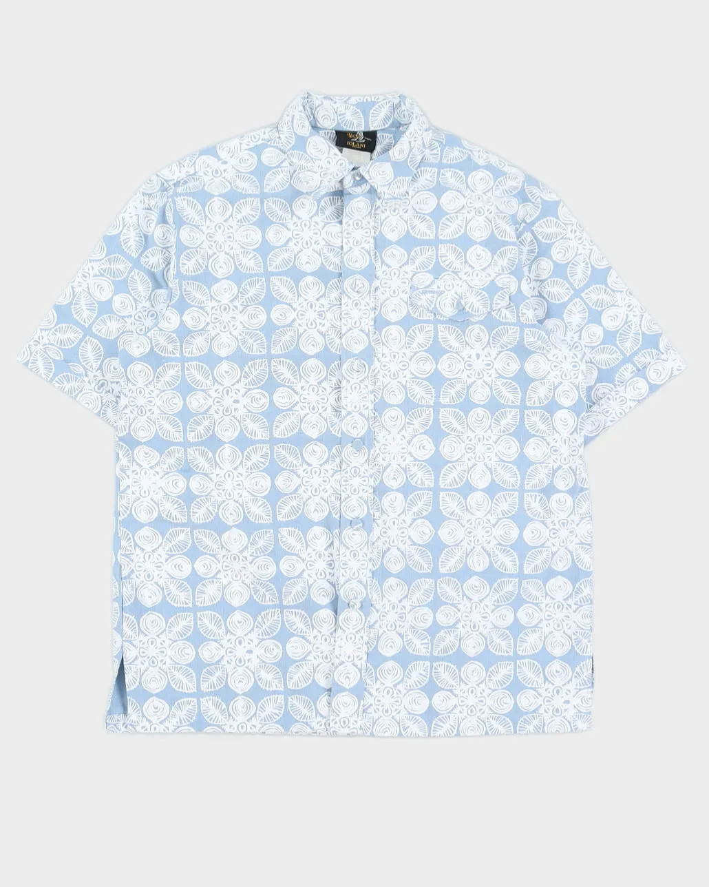 1980s Blue Patterned Hawaiian Shirt - M sold by Rokit