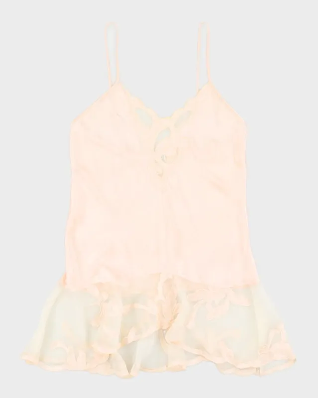 1990s Peach Lace Detailed Slip Dress - S sold by Rokit