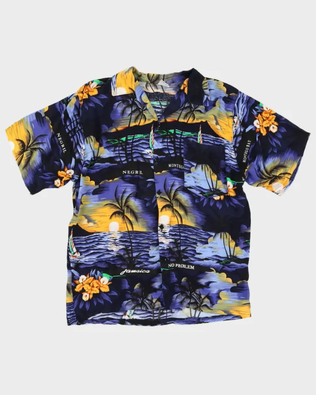 Blue Patterned Hawaiian Shirt - M sold by Rokit