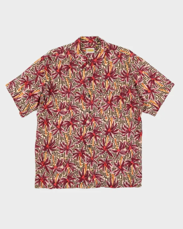 Maroon Patterned Hawaiian Shirt - L sold by Rokit