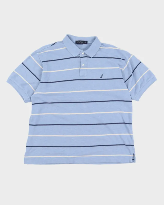 Nautica Blue Stripe Polo Shirt - XL sold by Rokit