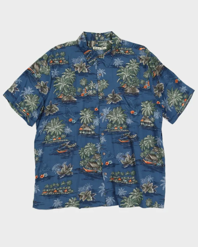 Blue Patterned Hawaiian Shirt - XXL sold by Rokit
