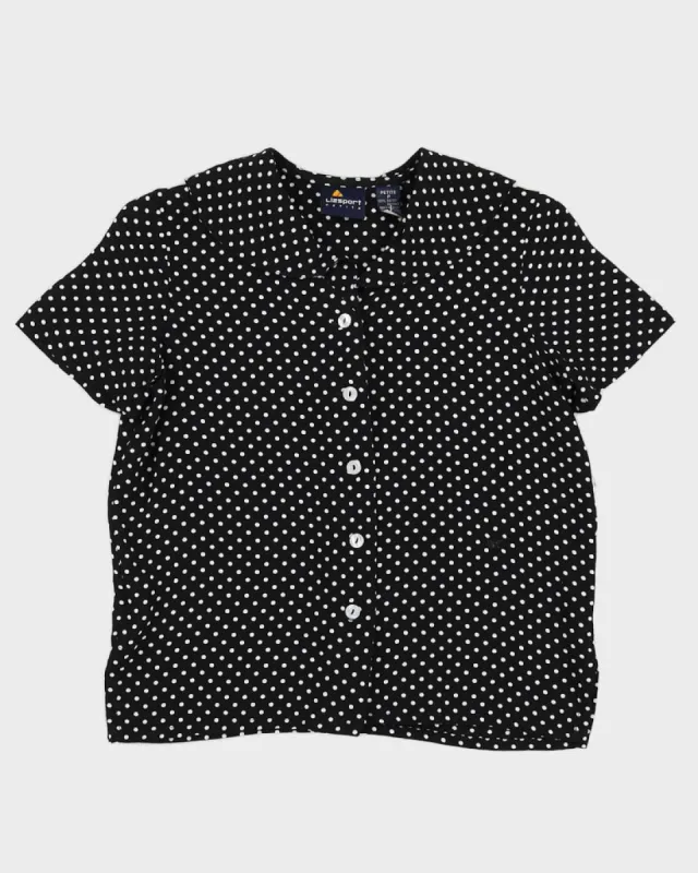 Black Polka Dot Patterned Blouse - S sold by Rokit