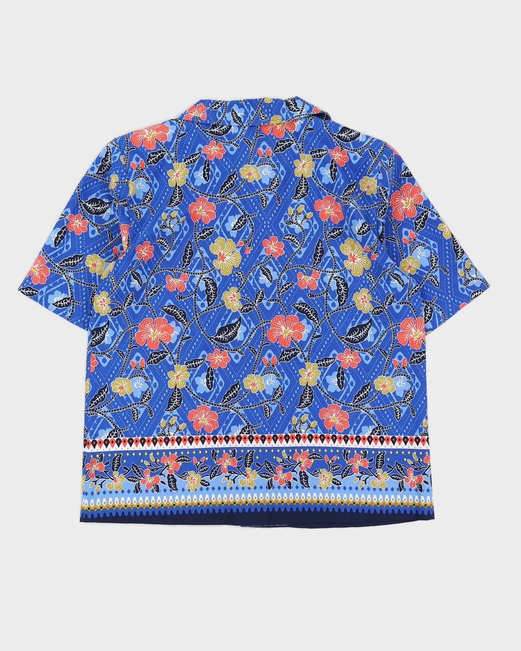Blue Floral Patterned Short Sleeve Blouse - M sold by Rokit product image thumbnail 2