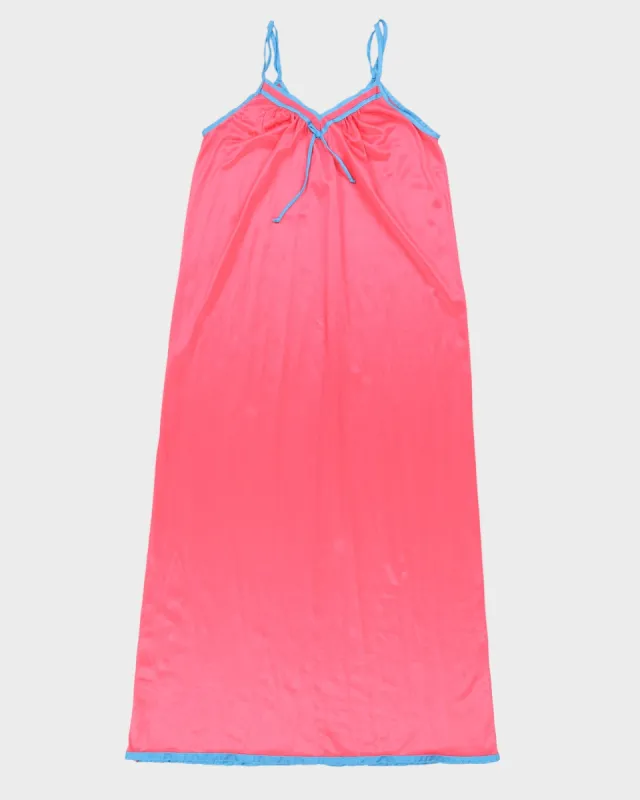 Vintage 1990s Pink And Blue Slip Dress - M sold by Rokit