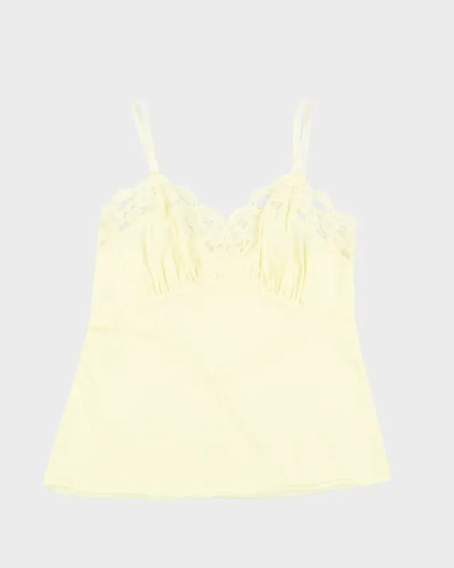 1990s Yellow Lace Detailed Camisole - M sold by Rokit