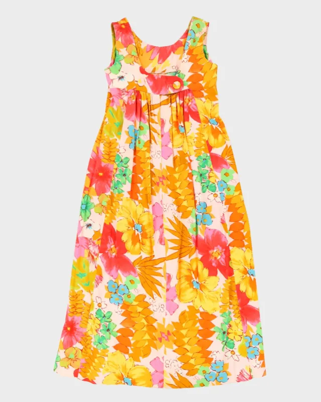 Vintage 1970s Orange Patterned Maxi Dress - S sold by Rokit