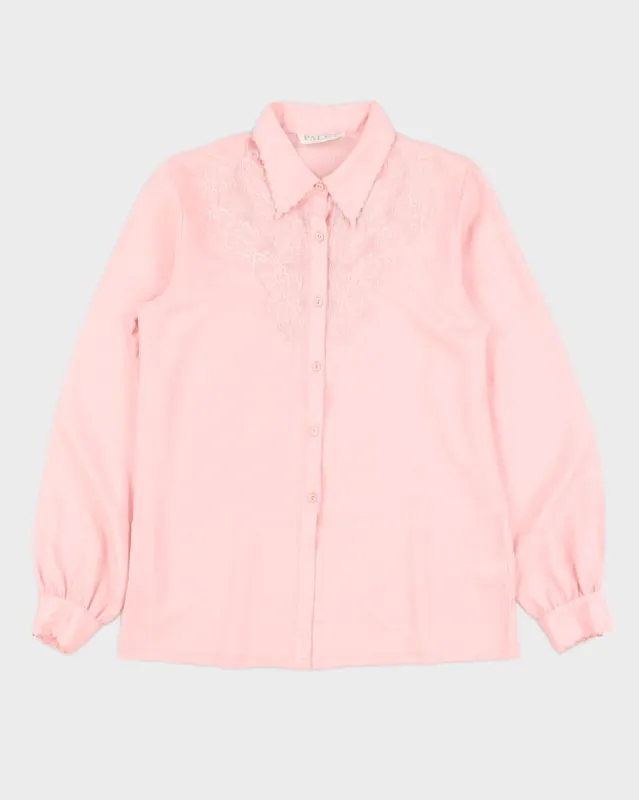 Pink Embroidered Long Sleeve Blouse - S sold by Rokit