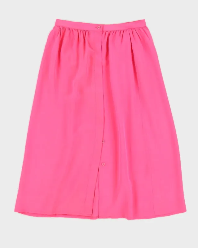 Pink Silk Midi Skirt - S sold by Rokit