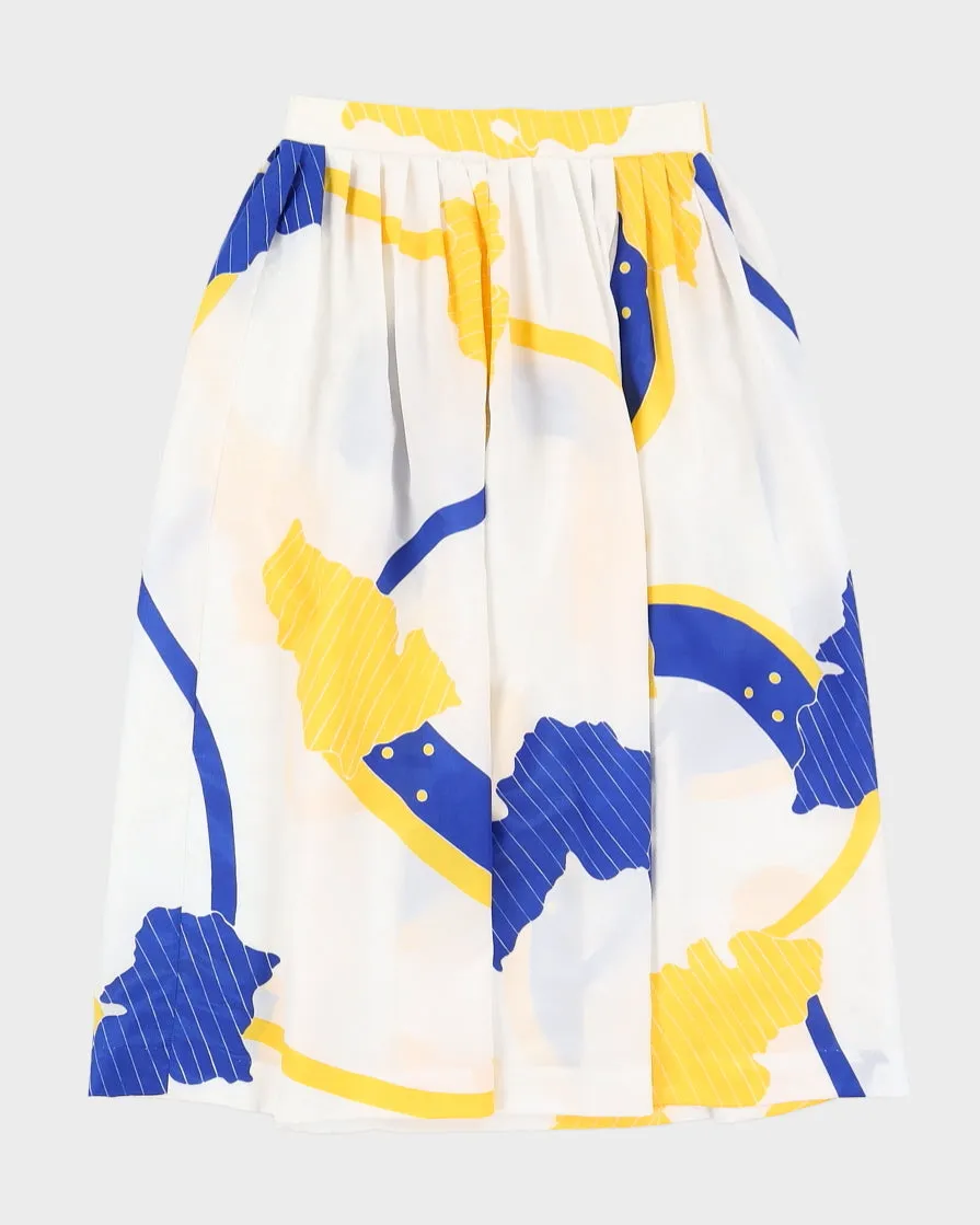 White Patterned Midi Skirt - XS sold by Rokit