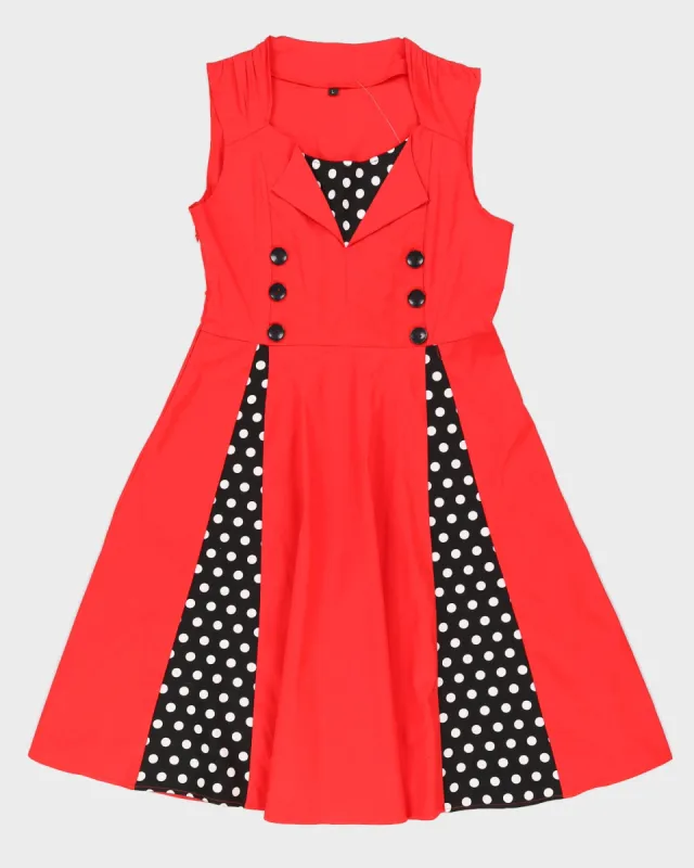 Red Vintage Style Swing Dress - S sold by Rokit