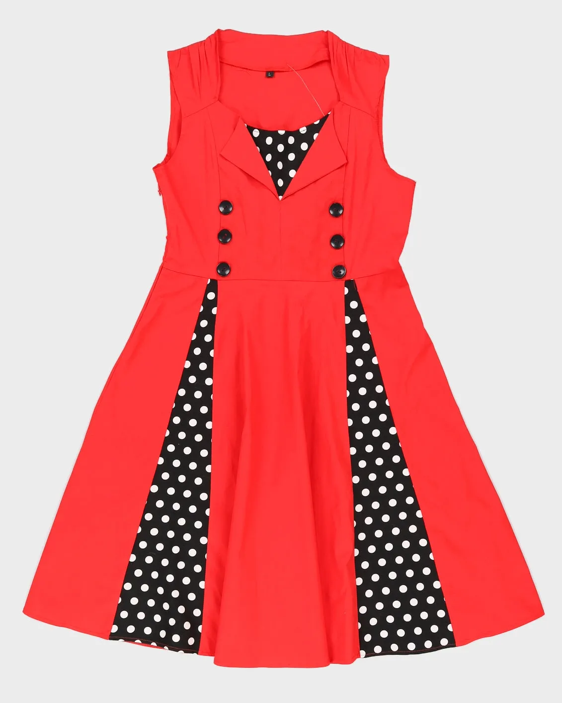 Red Vintage Style Swing Dress - S sold by Rokit