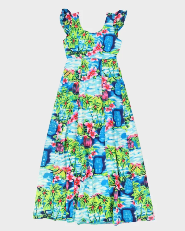 Vintage 1980s Blue Hawaiian Maxi Dress - S sold by Rokit