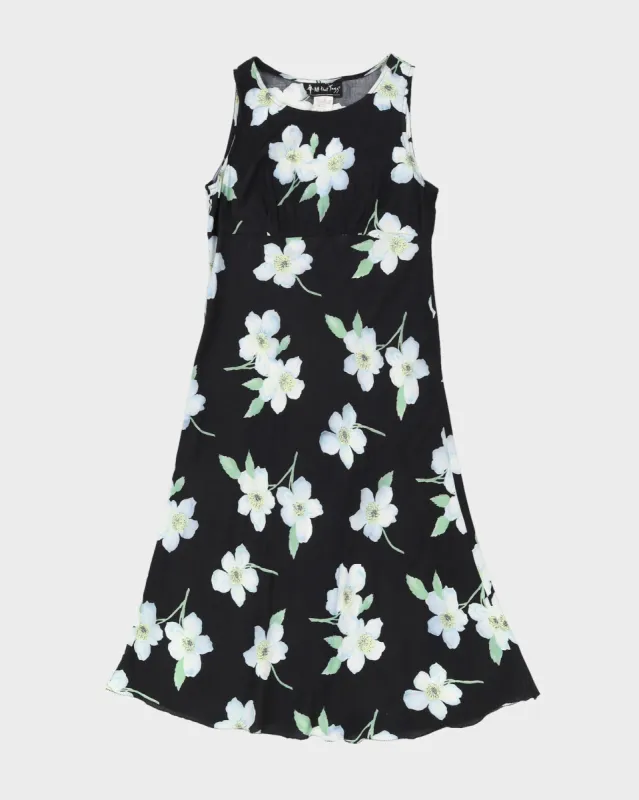 Black Floral Sleeveless Dress - S sold by Rokit