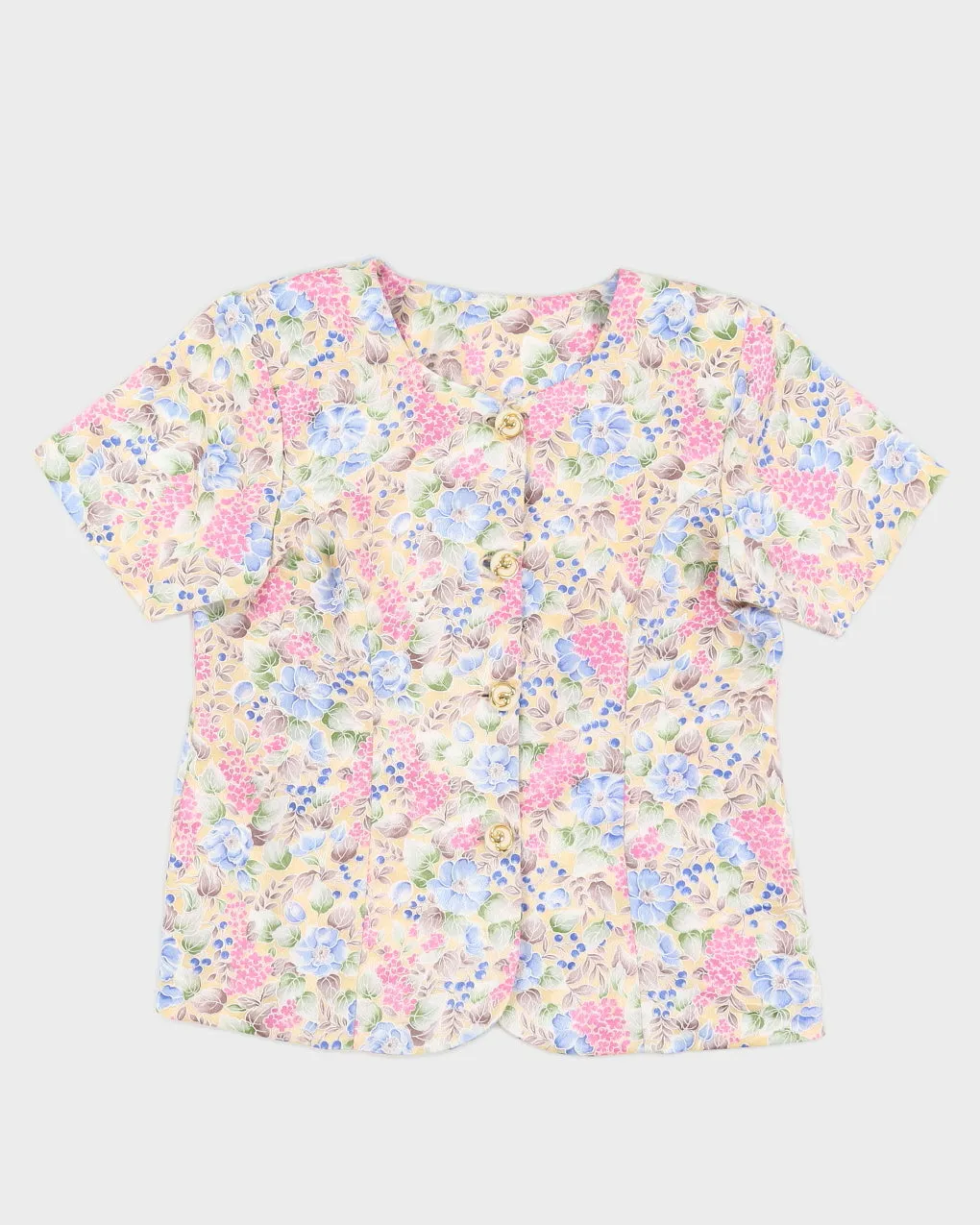 1990s Pink Floral Patterned Blouse - M sold by Rokit