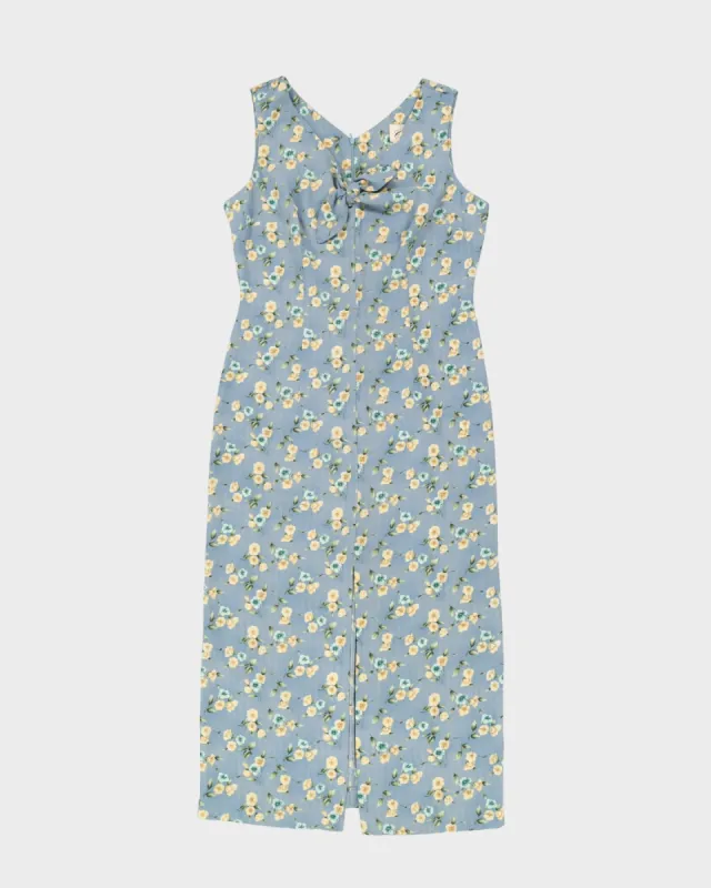 Blue With Yellow Flowers Maxi Dress - L sold by Rokit
