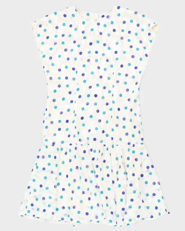 White With Blue Polka Dots Dress - M sold by Rokit