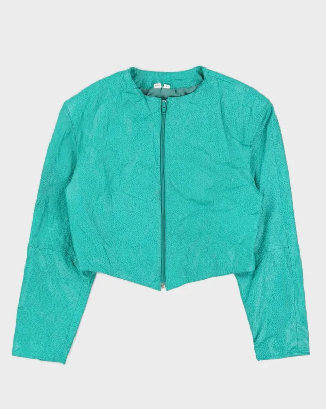 00s Green Leather Jacket - S sold by Rokit