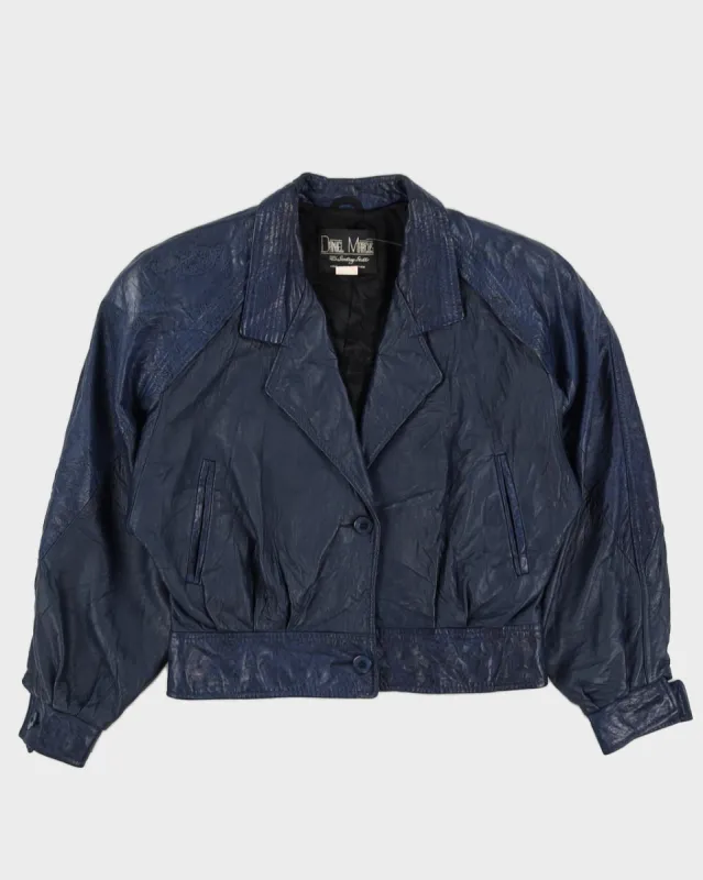 1990s Blue Leather Jacket - M / L sold by Rokit