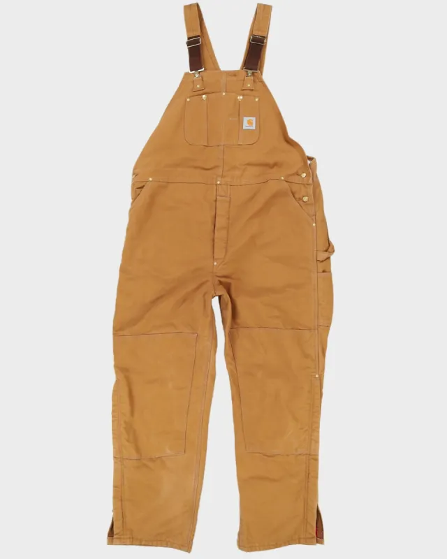 Carhartt Brown Double Kneed Quilted Lined Dungarees - W48 L34 sold by Rokit