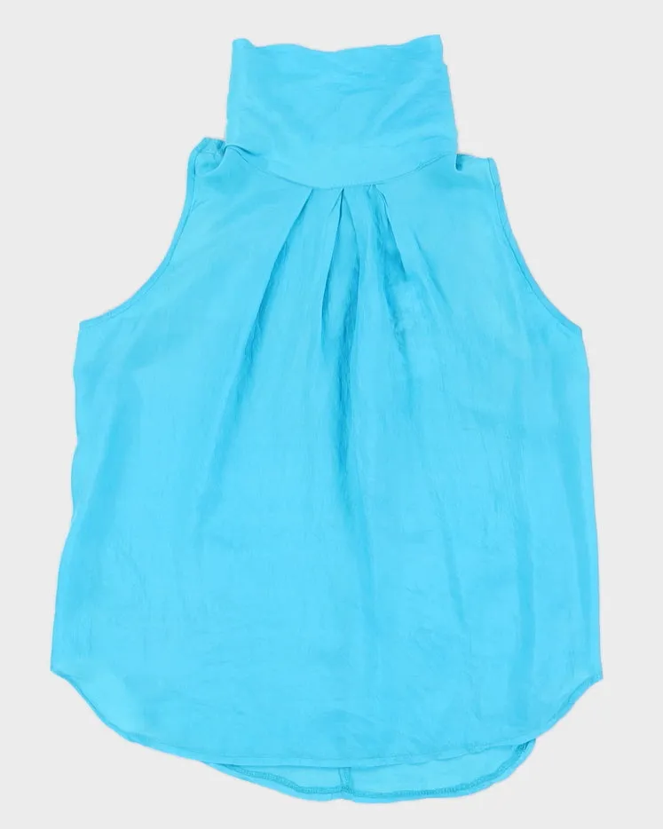 Blue Silk Sleeveless Top - S sold by Rokit