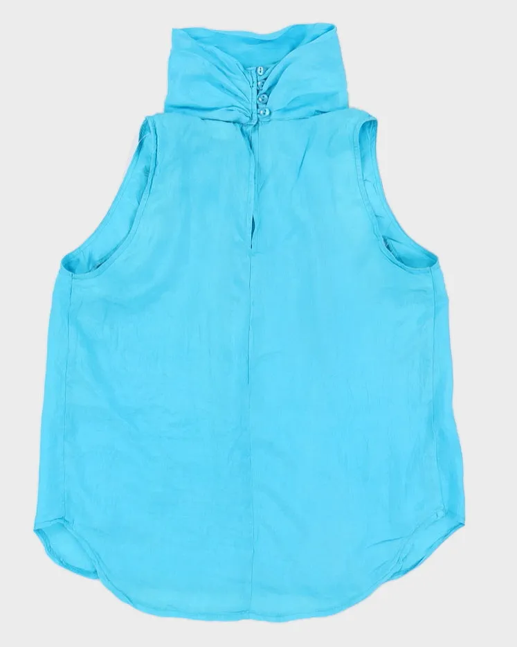Blue Silk Sleeveless Top - S sold by Rokit product image thumbnail 2