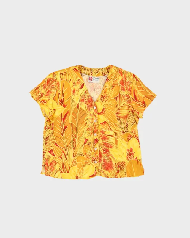 Yellow Patterned Hawaiian Blouse - S sold by Rokit