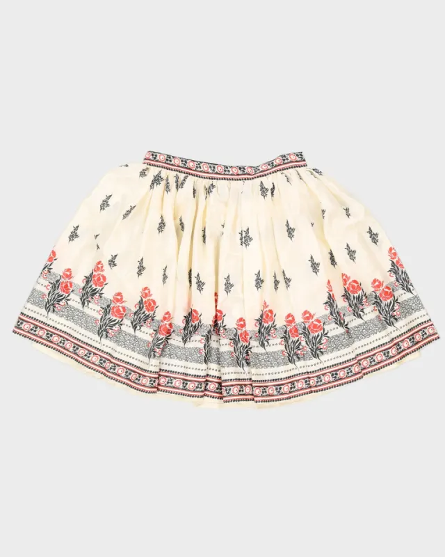 Vintage 1970s White Floral Puff Skirt - L sold by Rokit