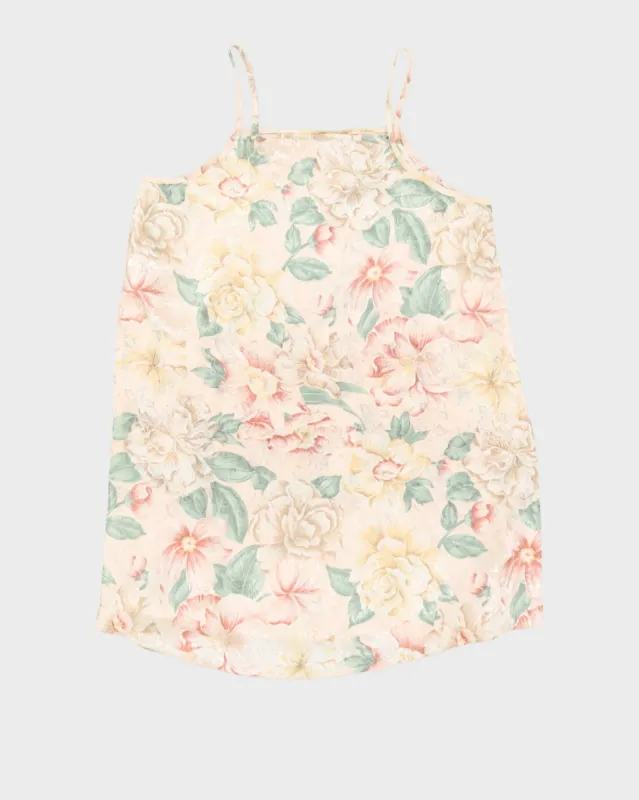 Vintage 1980s Light Beige Floral Mini Slip - M sold by Rokit