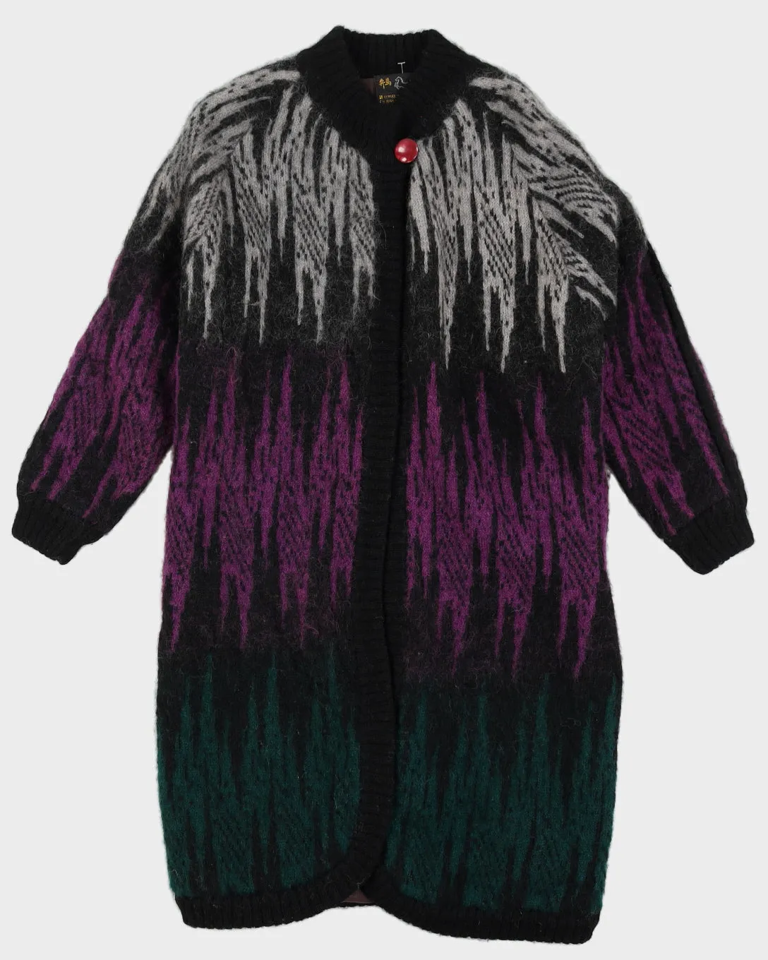 00s Mohair Patterned Long Cardigan - S sold by Rokit