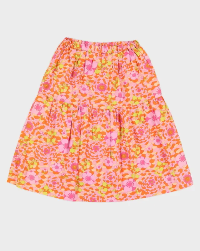 Vintage 1960s Pink Floral Knee Skirt - S sold by Rokit