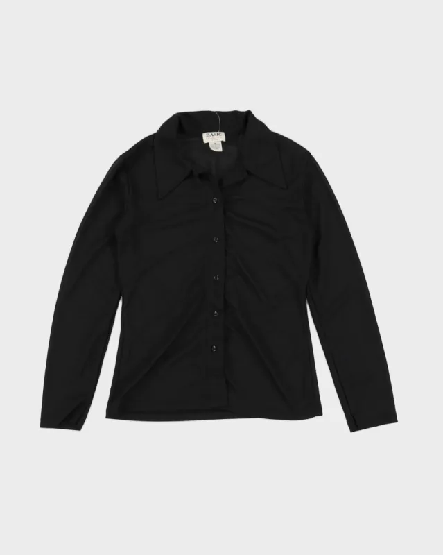 Vintage 1990s Black Sheer Collared Dress Shirt - M sold by Rokit
