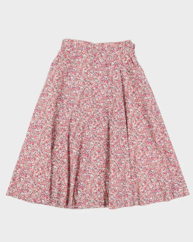 Vintage 1980s Pink A Line Floral Skirt - S sold by Rokit