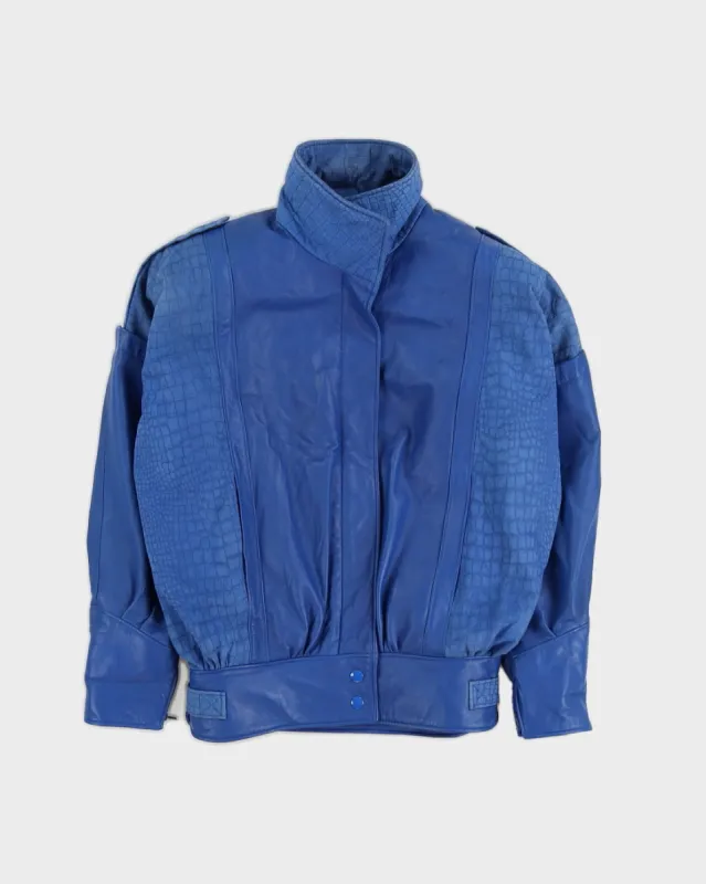 00s Blue Leather Jacket - M sold by Rokit
