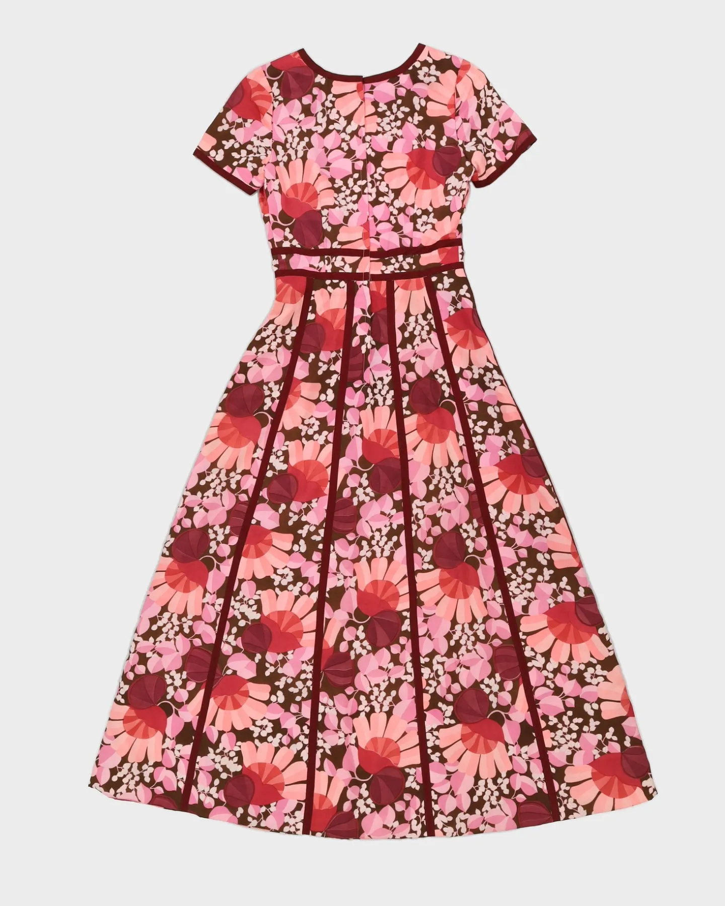 Vintage 1970s Burgundy Patterned Maxi Dress - XS sold by Rokit product image thumbnail 2