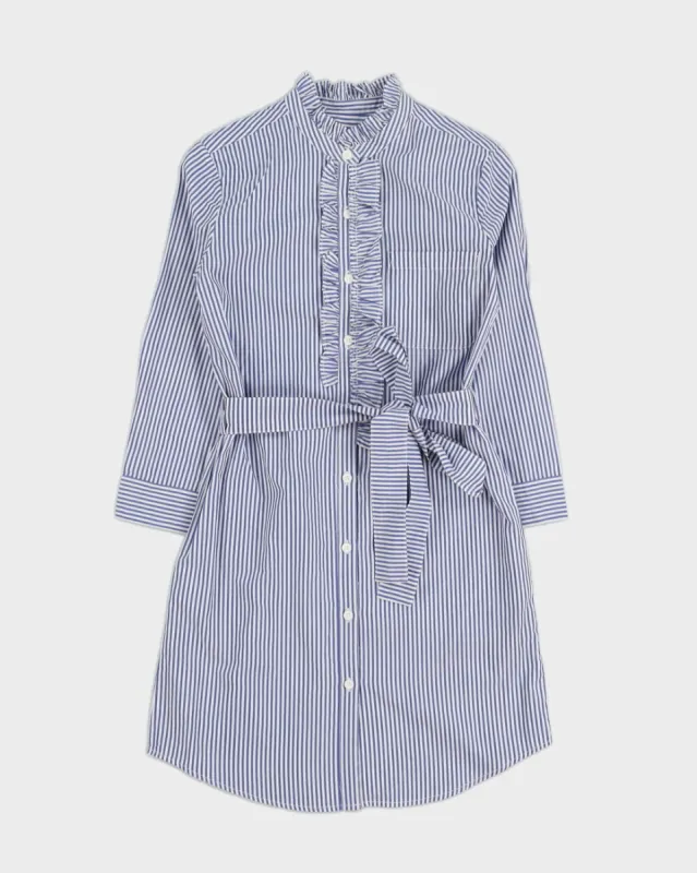 Burberry Blue Striped Shirt Dress - S sold by Rokit