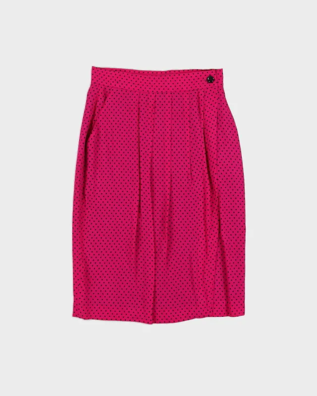 Pink Pleated Patterned Wrap Skirt - S sold by Rokit