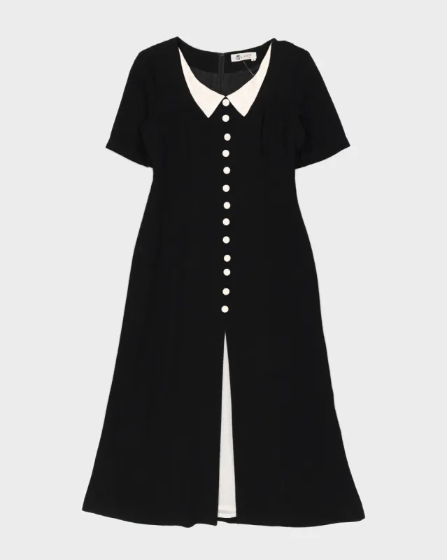 Black With Contrasting Cream Collar Dress - S sold by Rokit