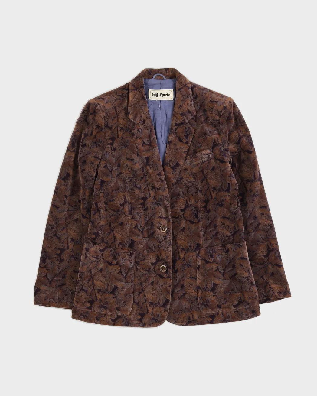 Brown Patterned Velvet Jacket - S sold by Rokit