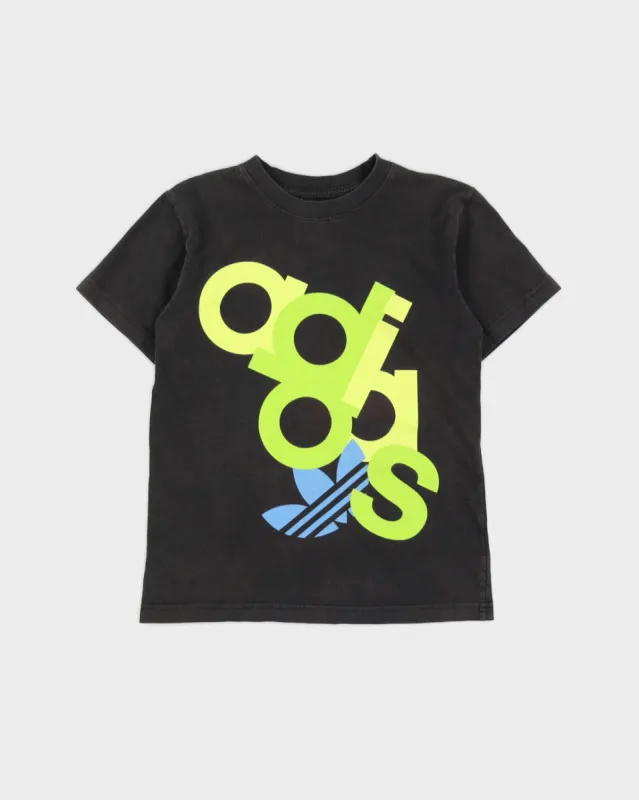 00s Y2K Adidas Faded Black T-Shirt With Graphic - S sold by Rokit