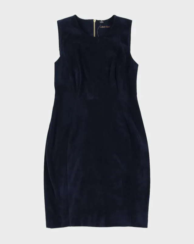 Calvin Klein Blue Faux Suede Sleeveless Dress - M sold by Rokit
