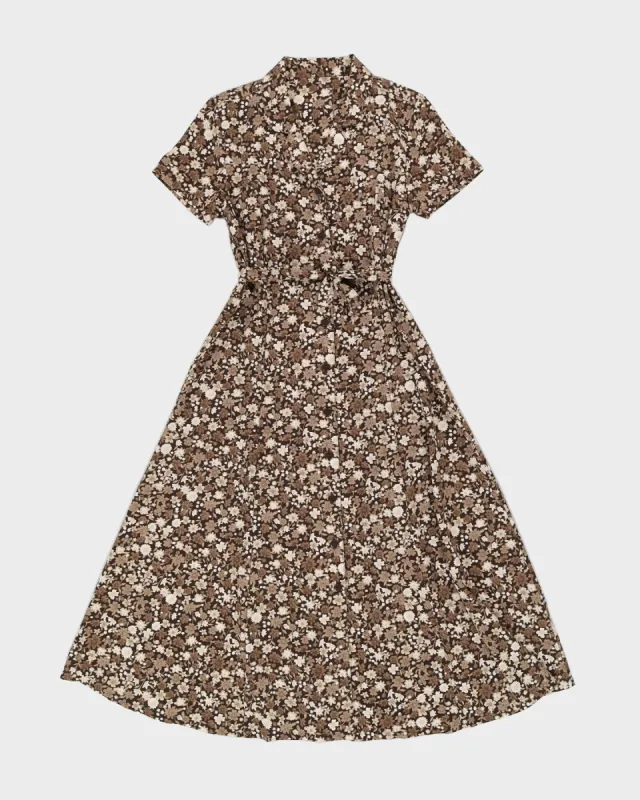 Brown Floral Maxi Dress - S sold by Rokit