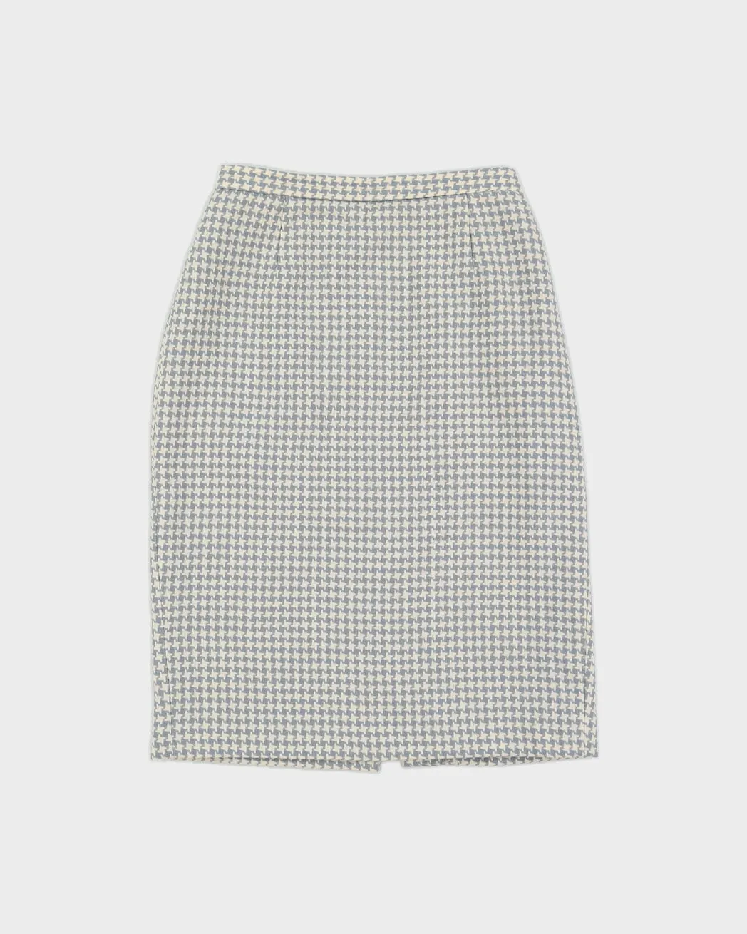 Blue and Cream Patterned Pencil Skirt - S sold by Rokit