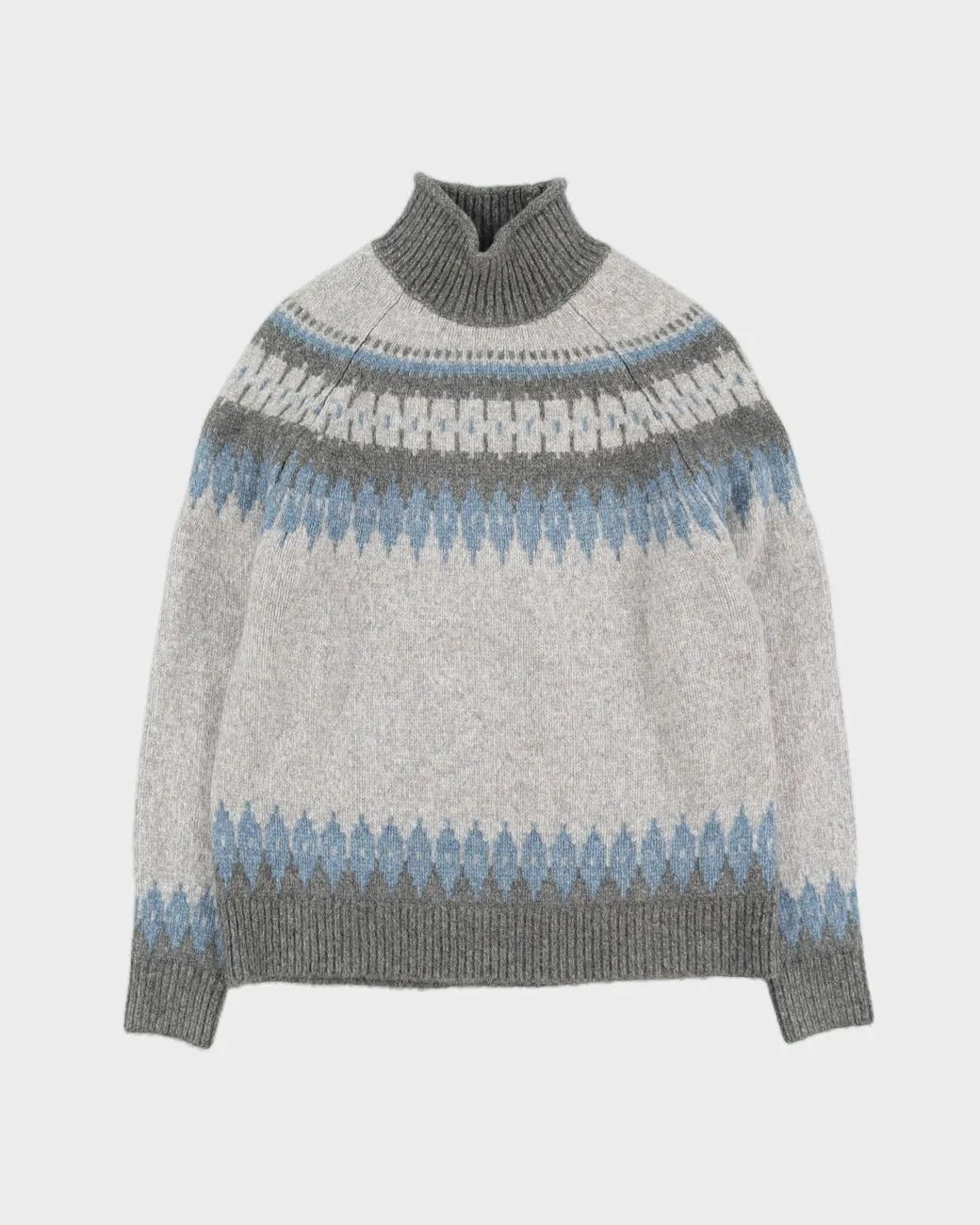 Grey Patterned Knitted Jumper - S sold by Rokit