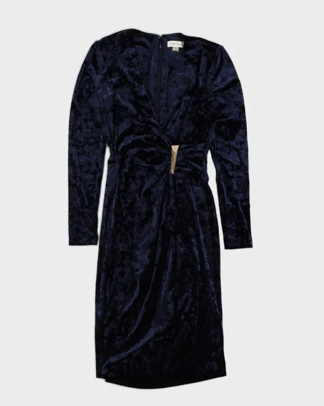 Calvin Klein Blue Velvet Dress - S sold by Rokit