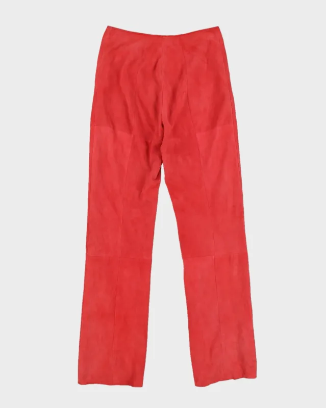 Red Suede Trousers - W26 L31 sold by Rokit